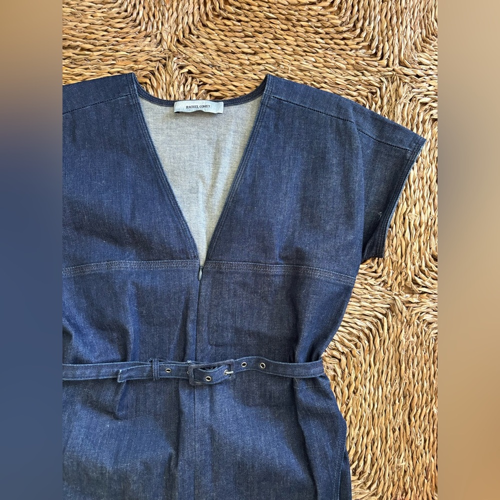 Rachel Comey Navy Blue Denim Jumpsuit with Belt - Picture 6 of 14